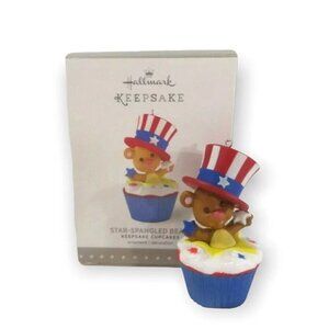 Hallmark Keepsake Star Spangled Bear Ornament Decor Patriotic Cupcake Collectibl